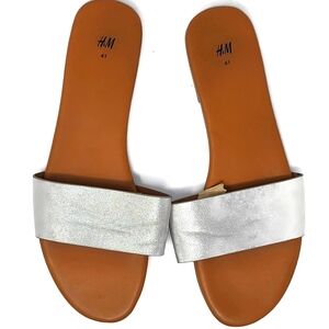 H&M Silver Strap Sandals Size 41/9.5M Weekend Silver